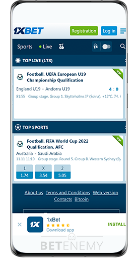 1xbet mobile app for Android