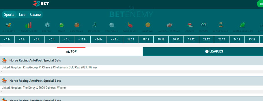 22bet derby betting