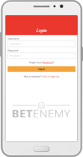 32red mobile login page on Android app