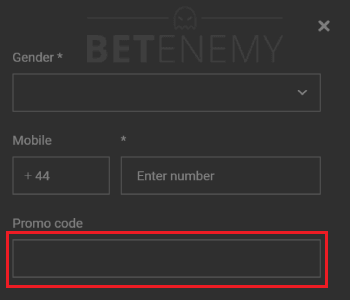 Enter promo code on BetBoro's website