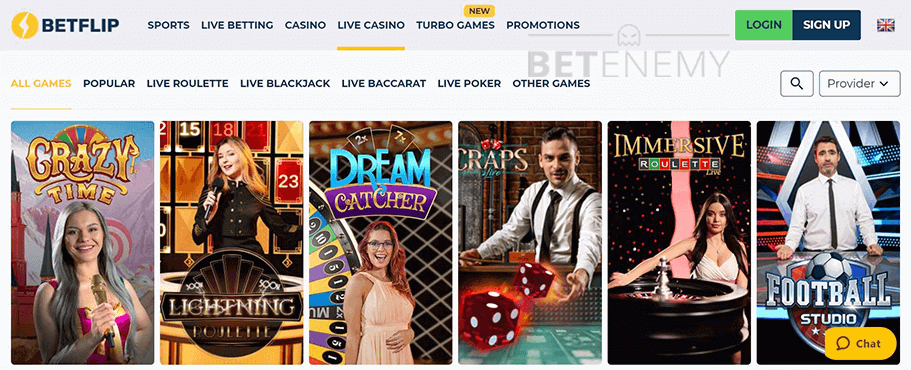 BetFlip Casino Live Dealer Games