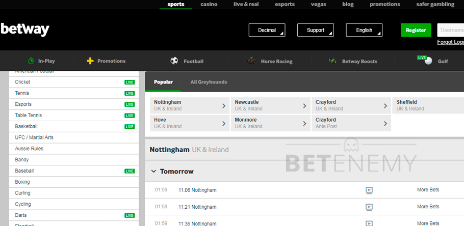 Betway greyhounds betting