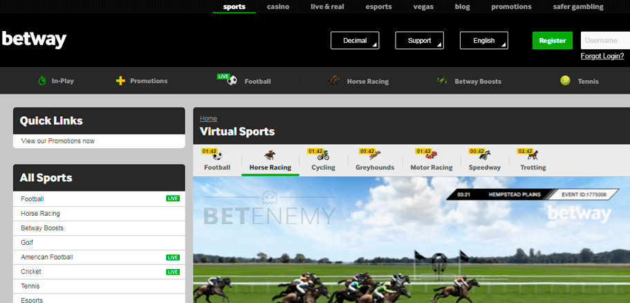 Betway virtual horse racing