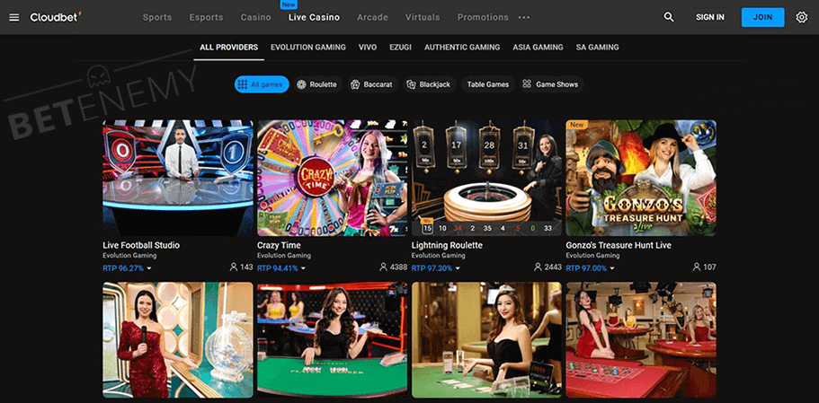 Cloudbet Casino Live Dealer Games
