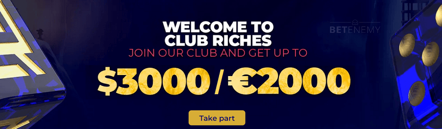 Bonus selamat datang kasino Club Riches