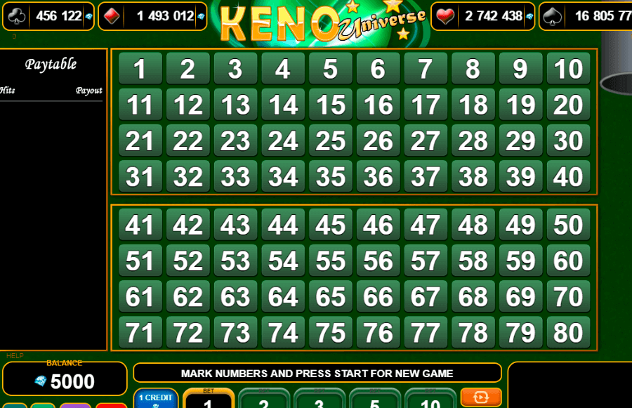 Keno Universe casino game