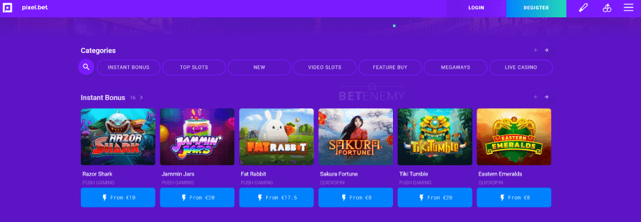 pixel.bet casino homepage