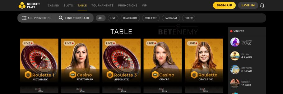 RocketPlay Casino Live Games