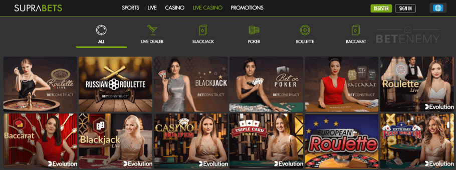 SupraBets Casino Live Games