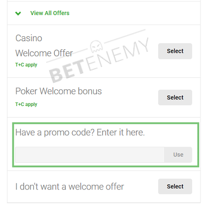 Unibet casino promo code enter