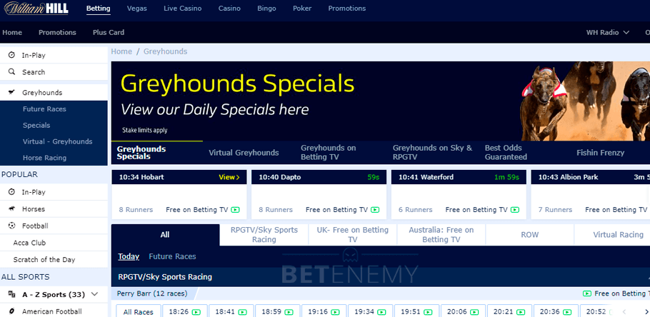 William Hill greyhounds betting