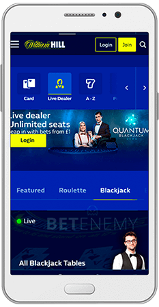 William Hill live casino app for Android devices