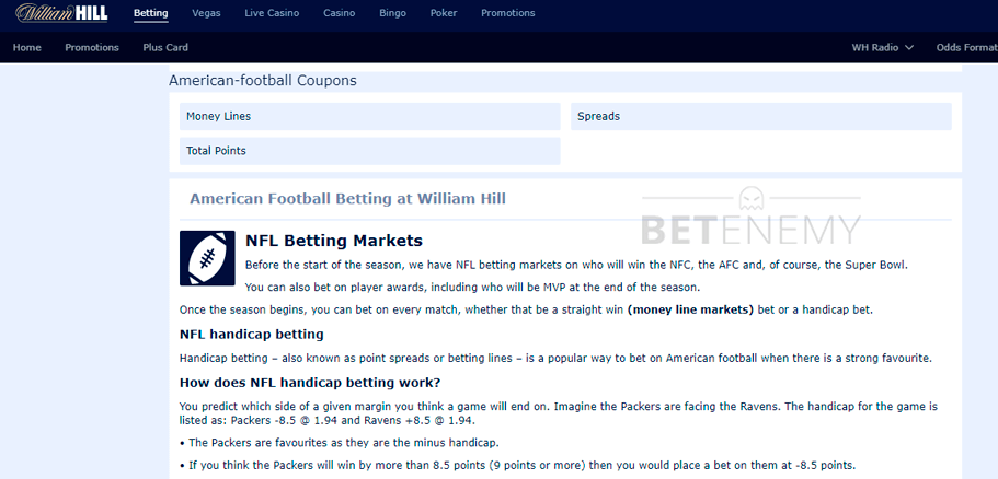 William Hill NFL betting