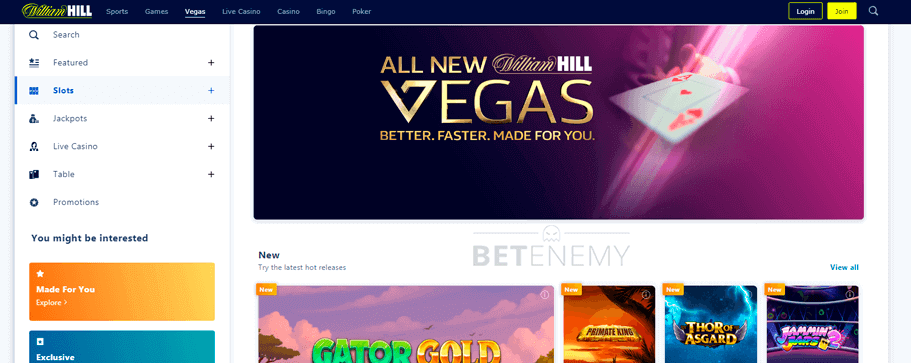 William Hill vegas casino games